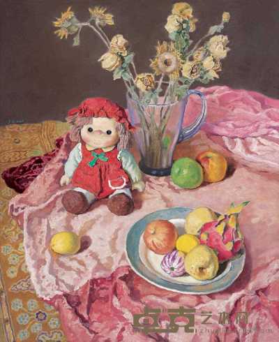 陈少立 2006年作 有红衣娃娃的静物 73×60cm